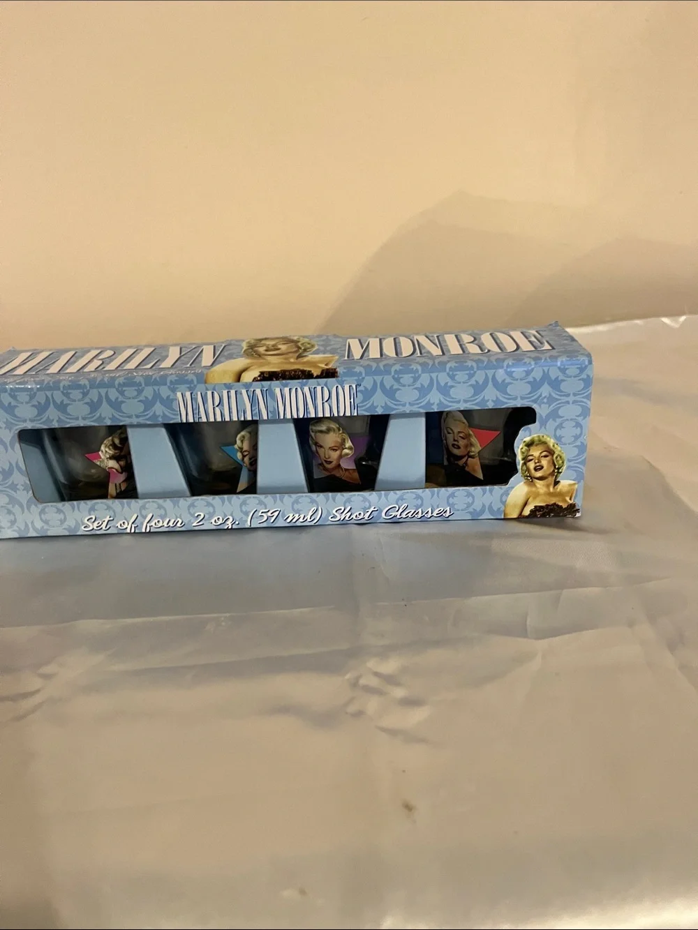 Marilyn Monroe Light Blue Shot Glass Gift Set - 4 Pack